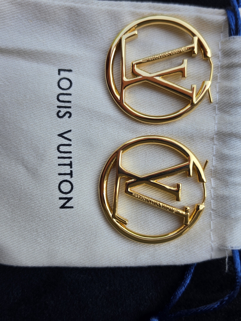 Louis Vuitton Gold LV Round Logo Earrings